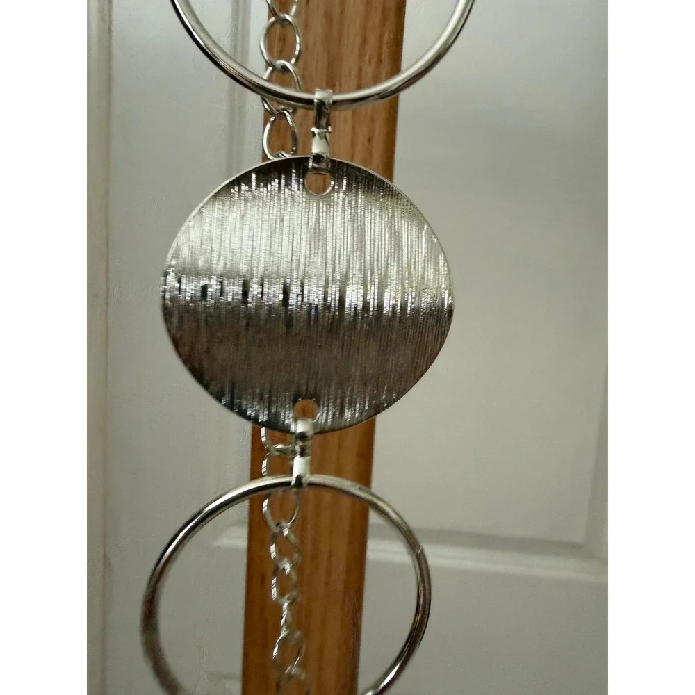 Elan's Daughter Silver Chain Belt Textured Disc and Open Ring Link Adjustable